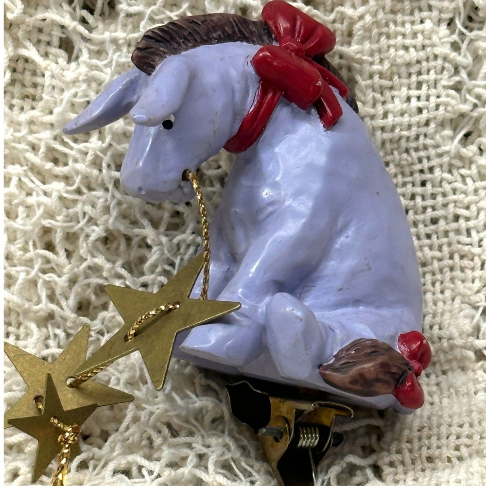 Disney Eeyore Christmas Ornament Clip On Winnie Pooh Gold Stars Holiday Decor